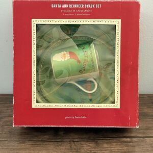 Pottery Barn Kids Santa And Reindeer Snack Set | 1 Mug | 2 Plates